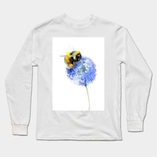 BUmblebee and Blue Flower Long Sleeve T-Shirt